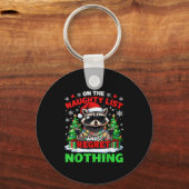 Raccoon Funny I Regret Nothing On The Naughty List Sleutelhanger (Voorkant)