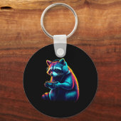Raccoon Gaming Animal Video Games Funny Raccoon  Sleutelhanger (Voorkant)