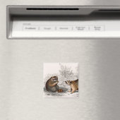 Raccoon  geïllustreerd magneet (Insitu (Vaatwasser))