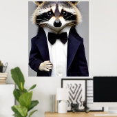 Raccoon Gentleman in een pak wandkunst Poster (Thuiskantoor)