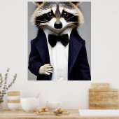 Raccoon Gentleman in een pak wandkunst Poster (Keuken)