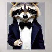 Raccoon Gentleman in een pak wandkunst Poster (Voorkant)