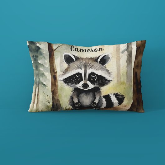 Raccoon gepersonaliseerd bos kussensloop