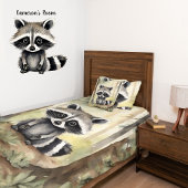 Raccoon gepersonaliseerd bos kussensloop