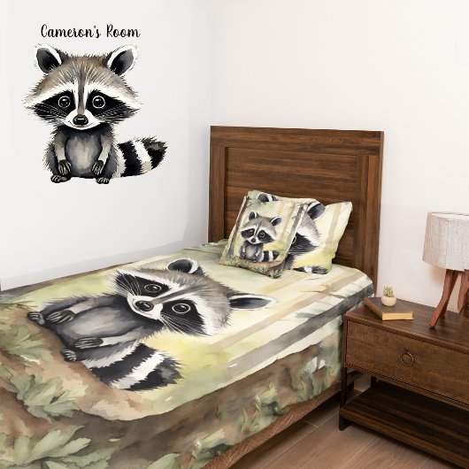 Raccoon gepersonaliseerd bos kussensloop