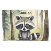 Raccoon gepersonaliseerd bos kussensloop (Voorkant)