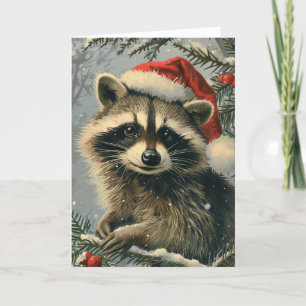 Raccoon  gepersonaliseerde kerst feestdagen kaart