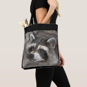 Raccoon groot Tas. Blossom de Wilde Raccoon Momma Tote Bag (Dichtbij)