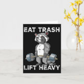 Raccoon Gym Gewichtstraining Eet Trash Lift Zwaar Kaart (Gele Bloem)