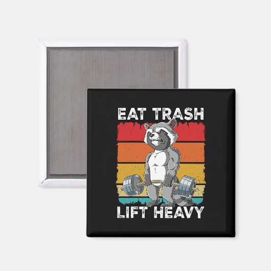 Raccoon Gym Gewichtstraining Eet Trash Lift Zwaar Magneet (Voorkant / Achterkant)