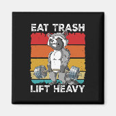 Raccoon Gym Gewichtstraining Eet Trash Lift Zwaar  Magneet (Voorkant)