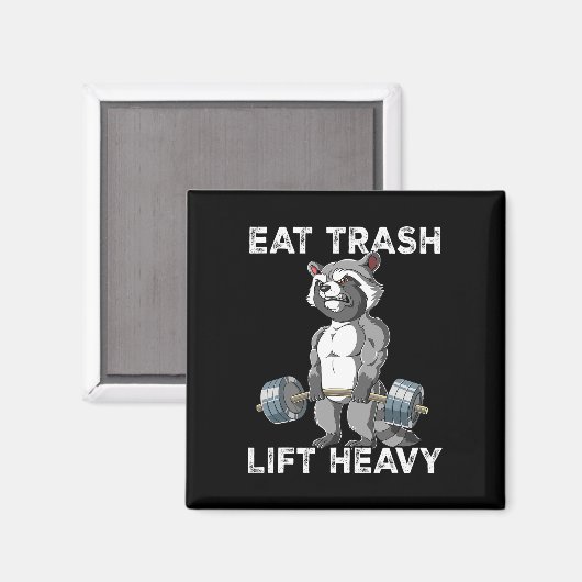 Raccoon Gym Gewichtstraining Eet Trash Lift Zwaar Magneet (Voorkant / Achterkant)