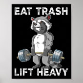 Raccoon Gym Gewichtstraining Eet Trash Lift Zwaar Poster (Voorkant)