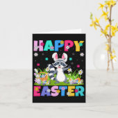 Raccoon Happy Easter Egg Hunt Bunny Ear Raccoon Ea Kaart (Gele Bloem)