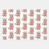 Raccoon Hearts Balloons Verjaardag Inpakpapier Vel (Voorkant 3)