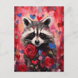 Raccoon Hearts Love Briefkaart