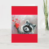 Raccoon Hearts Valentijn Blank Wenskaart Bedankkaart (Voorkant)
