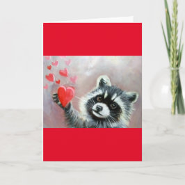 Raccoon Hearts Valentijn Blank Wenskaart Bedankkaart