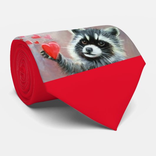 Raccoon Hearts Valentijn Stropdas (Opgerold)
