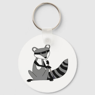 Raccoon Het afspelen van de Oboe Sleutelhanger