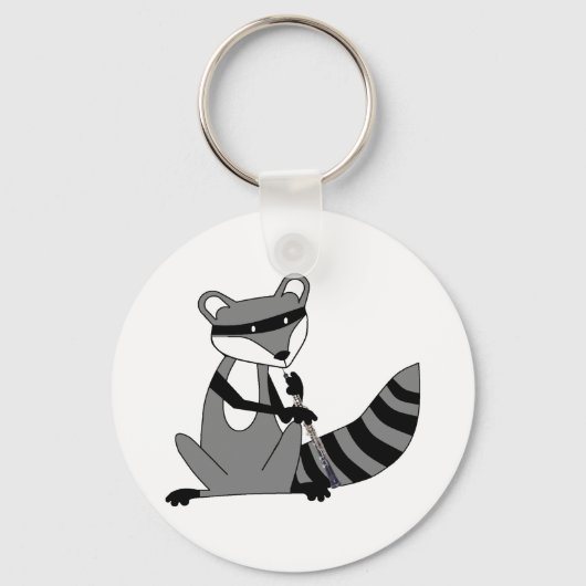 Raccoon Het afspelen van de Oboe Sleutelhanger (Voorkant)