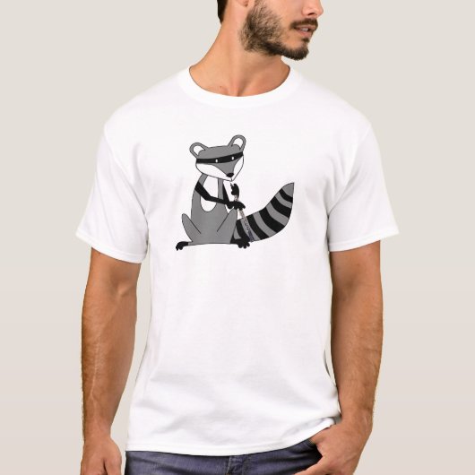 Raccoon Het afspelen van de Oboe T-shirt (Voorkant)