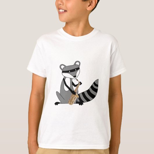 Raccoon Het afspelen van de saxofone T-shirt (Voorkant)