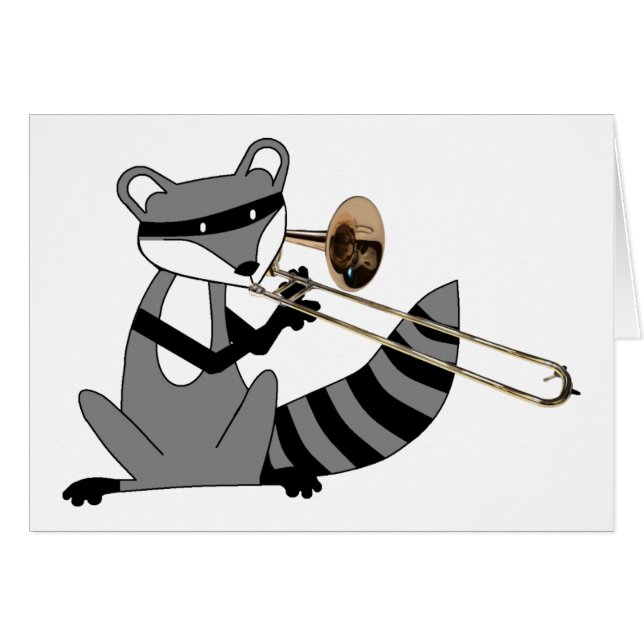 Raccoon Het afspelen van de Trombone (Voorkant Horizontaal)