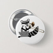 Raccoon Het afspelen van de Trombone Ronde Button 5,7 Cm (Voorkant /achterkant)