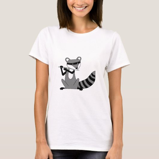 Raccoon Het Spelen van de Flute T-shirt (Voorkant)