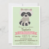 Raccoon, het verjaardagsfeestje van Woodland Anima Kaart (Voorkant)