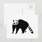 Raccoon  houtengravering briefkaart (Voorkant / Achterkant)