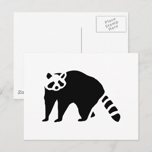 Raccoon  houtengravering briefkaart (Voorkant / Achterkant)