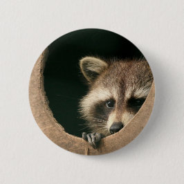 Raccoon huid-en-zoeken ronde button 5,7 cm