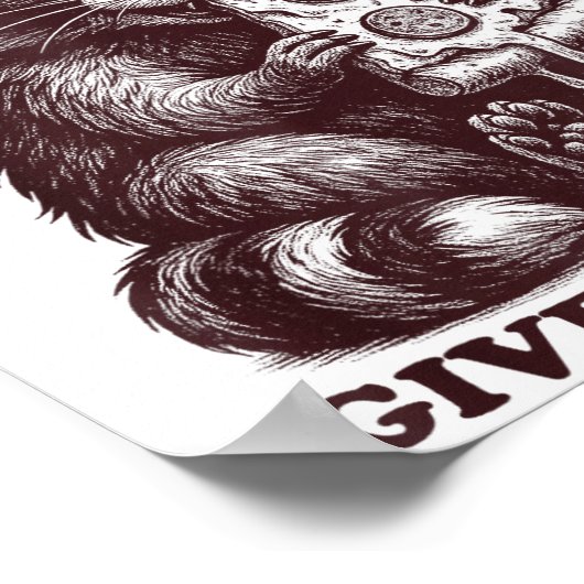 Raccoon If I'm Moody Give Me Foody Funny Saying Hu Poster (Hoek)