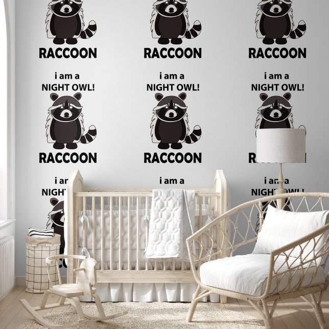 Raccoon Ik ben een Night Owl Funny Raccoon Behang (Kinderen)