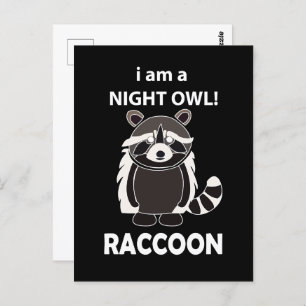 Raccoon Ik ben een Night Owl Funny Raccoon Briefkaart