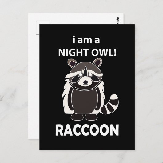 Raccoon Ik ben een Night Owl Funny Raccoon Briefkaart (Voorkant / Achterkant)