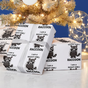 Raccoon Ik ben een Night Owl Funny Raccoon Cadeaupapier