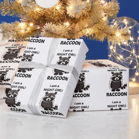 Raccoon Ik ben een Night Owl Funny Raccoon Cadeaupapier (Feestdagen)