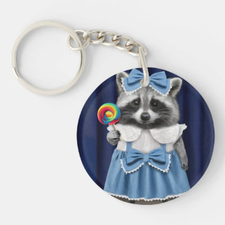 Raccoon in Blue Dress Sleutelhanger