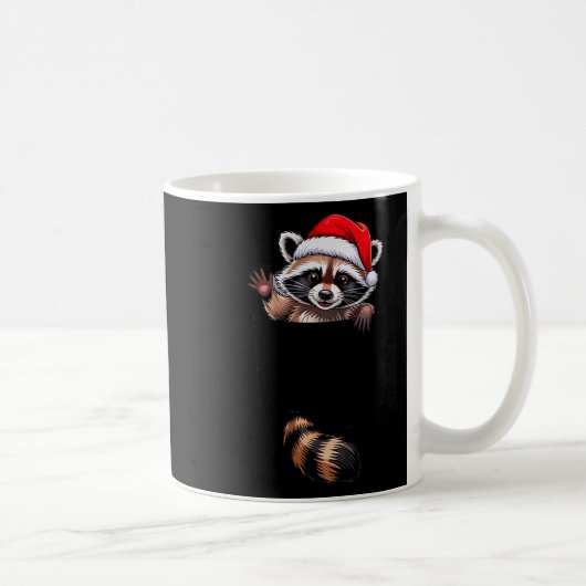 Raccoon In Cket Funny Xmas Santa Hat Graphic  Koffiemok (Rechts)