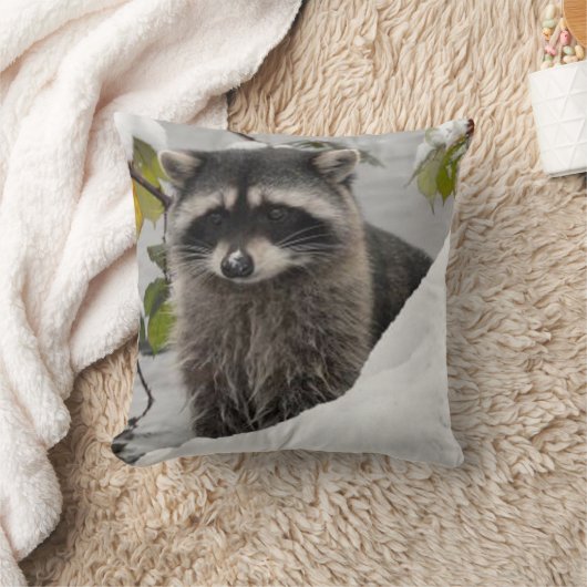 Raccoon in de sneeuwpiloot kussen (Deken)