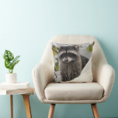 Raccoon in de sneeuwpiloot kussen (Stoel)