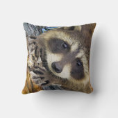Raccoon in de sneeuwpiloot kussen (Achterkant)