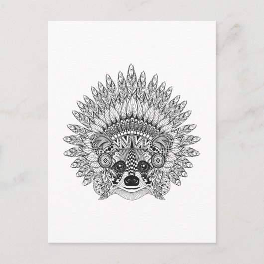 Raccoon in de vertederde oorlog Bonnet Doodle Briefkaart (Voorkant)