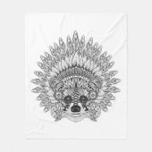 Raccoon in de vertederde oorlog Bonnet Doodle Fleece Deken (Voorkant)