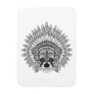 Raccoon in de vertederde oorlog Bonnet Doodle Magneet