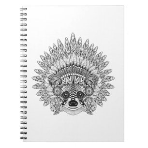 Raccoon in de vertederde oorlog Bonnet Doodle Notitieboek