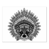 Raccoon in de vertederde oorlog Bonnet Doodle Rubberstempel (Afrduk)